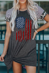 Robe à manches raglan torsadées avec motif drapeau américain